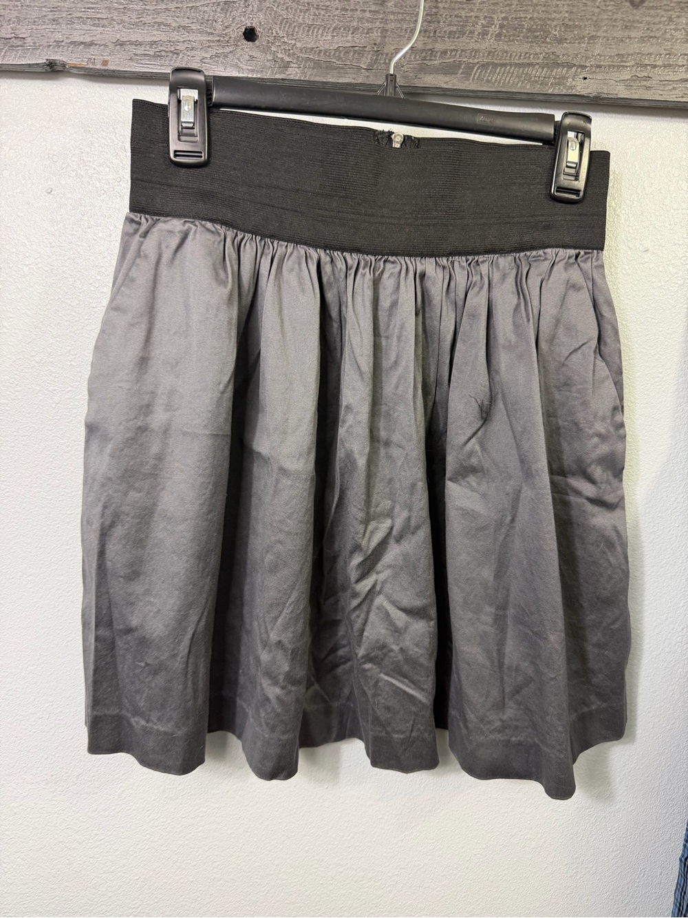 INC International Concepts Gray and Black Gathered Skater Skirt